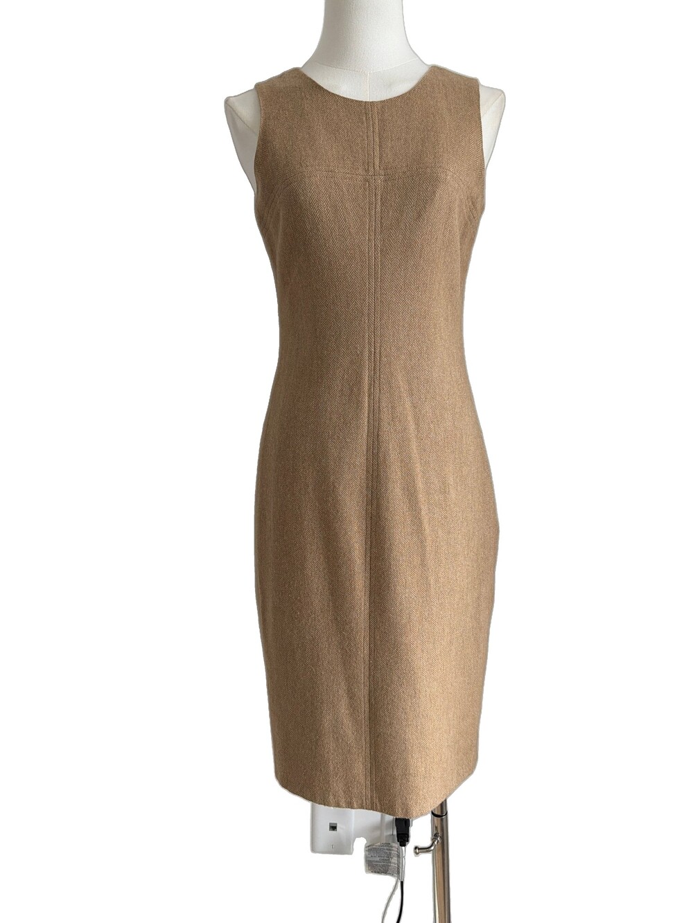 Ralph Lauren Camel Herringbone Sleeveless Shift Dress sz 4